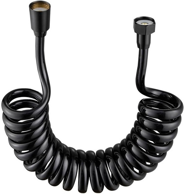 1.5/2/3/5M 유연한 샤워 호스 범용 스프링 연장 파이프 욕실 화장실 비데 용 신축성 텔레스코픽 나선형 튜브, 2M, Black