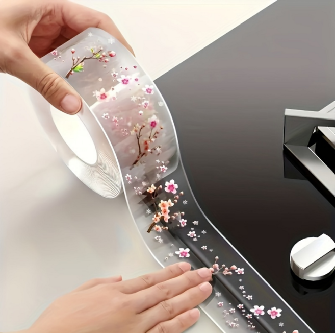 방수 방습 주방 실링 벚꽃무늬 테이프 접착식 틈새 몰딩 테이프, 1개