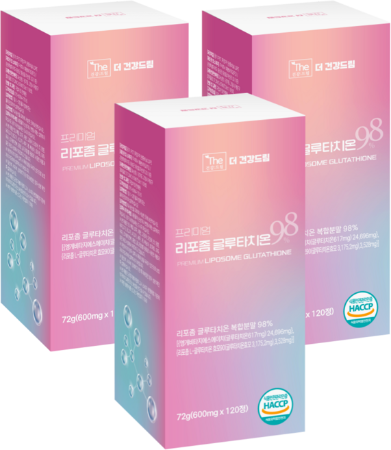 더건강드림 리포좀 글루타치온 98% 600mg, 3박스, 120정