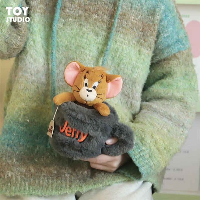 TOM AND JERRY 咖啡杯毛絨玩偶，情人節禮物擺件, 1個, 咖啡杯杰瑞20cm