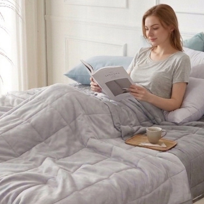 [이불+베개커버] 풍기인견 100% 냉장고 아이스 쿨링 냉감 여름 얇은 차렵 이불 2인용 세트 침구 퀸킹 QK