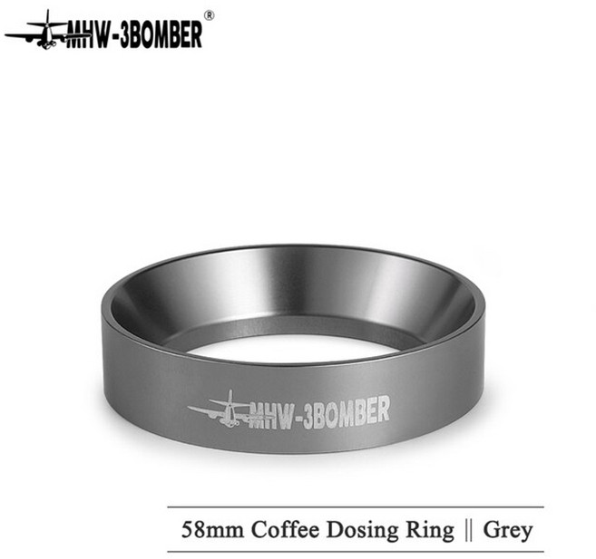 커피 도정 링 도징링 커피 용품 도구 mhw-3bomber 58mm 마그네틱 도징 링 깔때기 합금 독창적 인 디자인 안정적인 완벽한 커피 포터 필터 액세서리 블랙 또는 게이, 1개