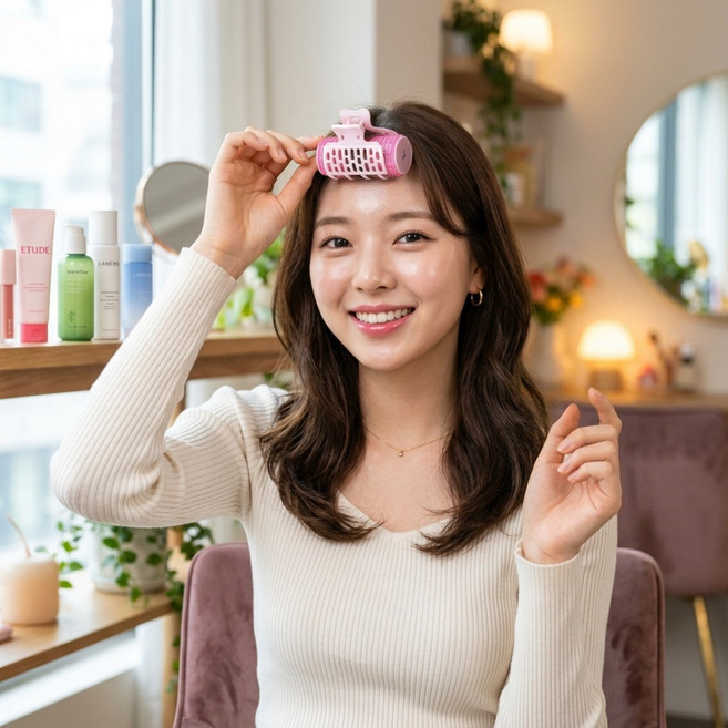 티나롤 충전식 헤어롤, 핑크, 1개