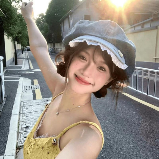 牛仔蕾絲花邊鈕扣八角貝雷帽