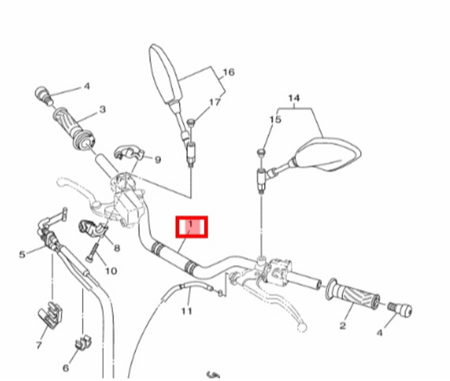 YAMAHA 原廠 MT-07 車把 把手整體 原廠零件 操控升級, 1個, 1WS-26111-00 (14~17)