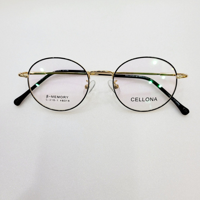 동그리안경 CELLONA 210 46/18 C1-7A 블랙골드 베타티타늄 동글이 안경테