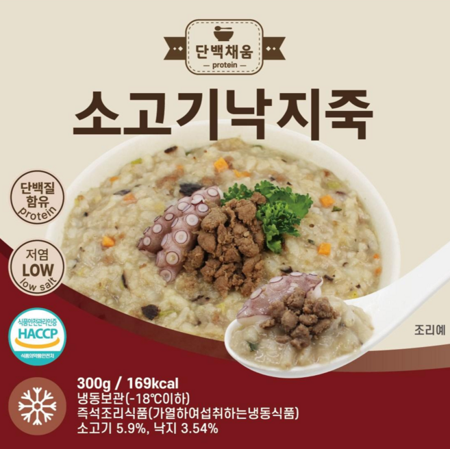 단백채움 저염 저당 고단백 건강 당뇨 개선 영양죽 (맛: 소고기낙지죽), 6개, 300g