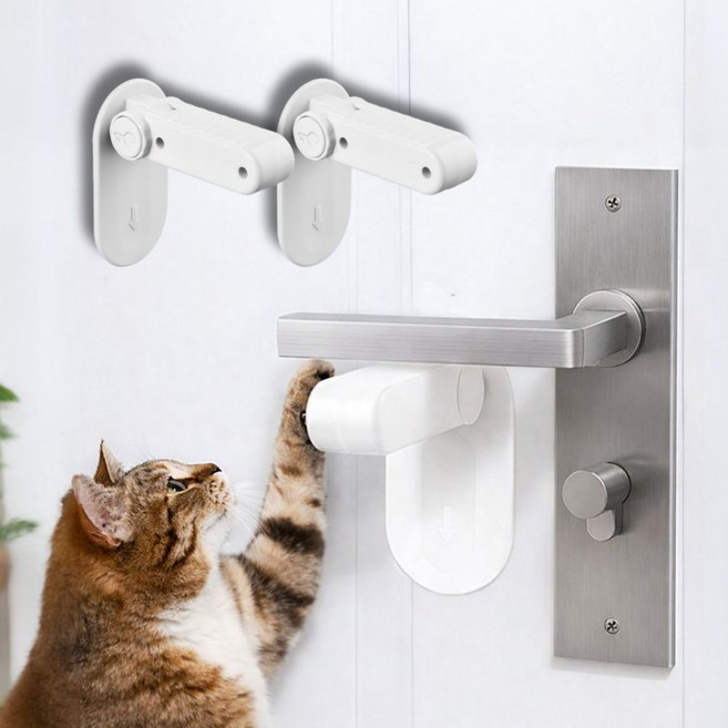 보화점 문손잡이 열림방지 안전 잠금장치, 2개, 화이트