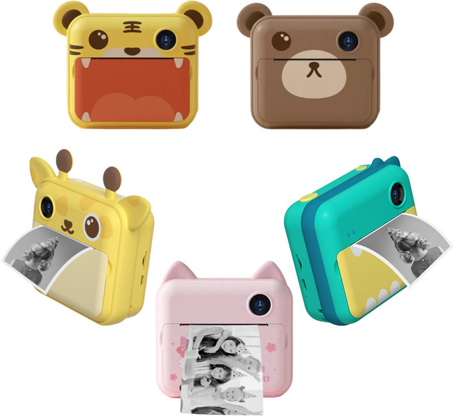 소다소라 어린이 프린트 카메라 디지털 즉석사진기 동물5종 (32GB SD카드+카드리더기+인화지3롤+스티커 포함), 기린 (32G/카드리더기/인화지 3롤포함)