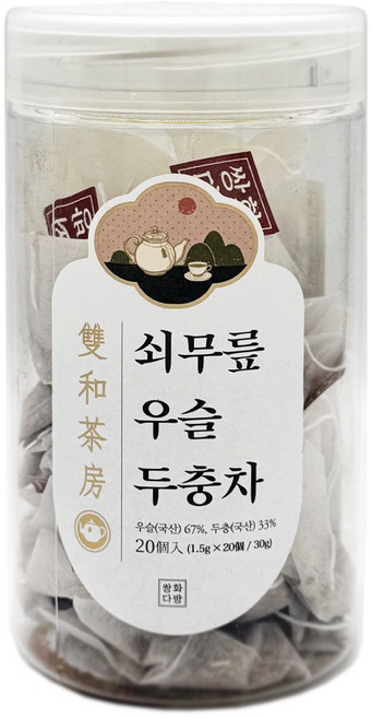 쌍화다방 국산 우슬차 쇠무릎 우슬뿌리 두충차 티백, 3개, 20개입, 1.5g