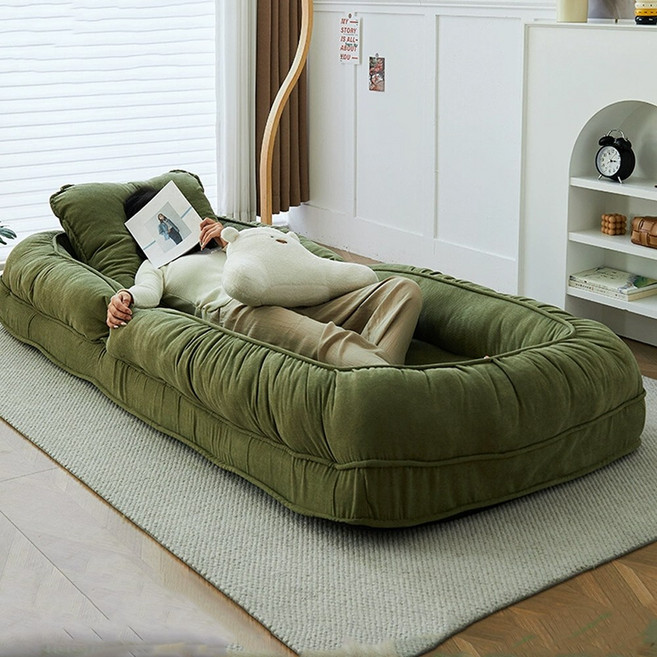 좌식소파베드 (침실 베란다 거실) 각도 조절 가능 접이식 빈백소파, 그린