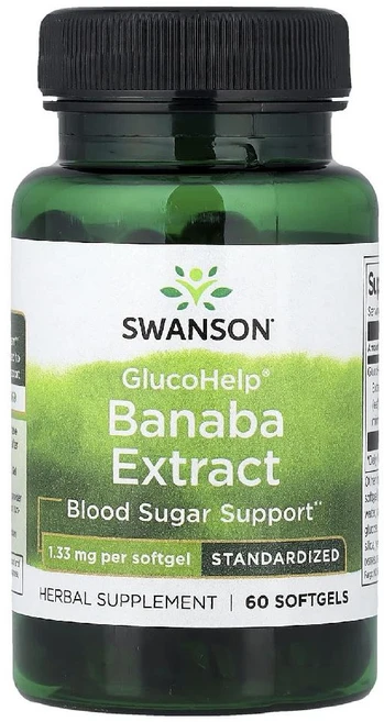 스완슨 바나바 잎 추출물 리프 1.33mg 60소프트젤, 1개, 60정 - 쿠팡