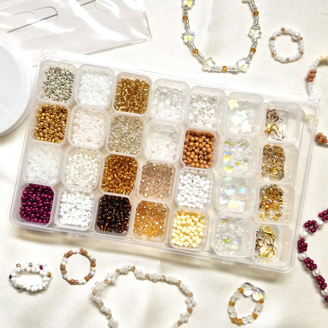 리니팜 올인원 프리미엄 비즈 공예 세트 키링 팔찌 만들기, 카페 테마, 1세트