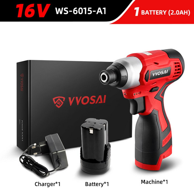 VVOSAI 16V 전기 드릴 드라이버 100N.m 임팩트 무선 가정용 다기능 히트 전동 공구 MT-SER, 협동사, 16V WS-6015-A1