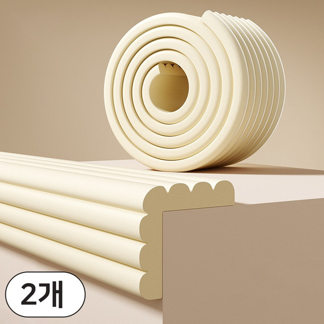 리빙메이커 말랑 쿠션 잘라쓰는 광폭 아기 모서리 코너 보호대, 2개, 아이보리