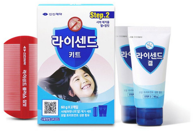 라이센드키트 60g X 2 + 참빗 서캐제거 머릿니제거, 1세트