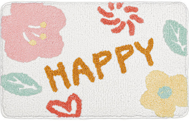 Soaring Pig 홈플라워 극세사 주방 욕실 미끄럼방지 매트, 40*60CM, A, 1개