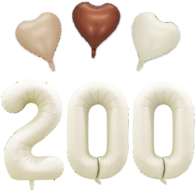 [해피쏘굿] 40인치 대형 크림숫자(100~900일)+하트풍선세트, 200일