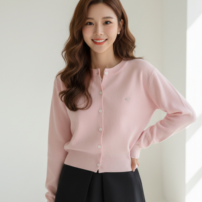 누보마켓 부드러운 여성 봄 가을 간절기 라운드넥 고급원단 니트 가디건