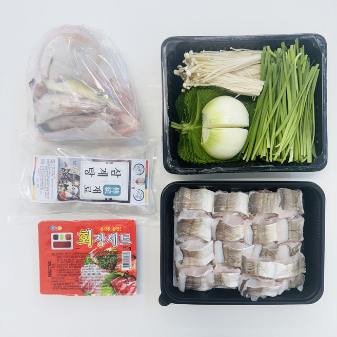 하모 샤브샤브 갯장어 손질장어 육수티백 소스 야채세트, 1개, 특대 1kg(손질 후600g) 육수팩 소스 야채세트