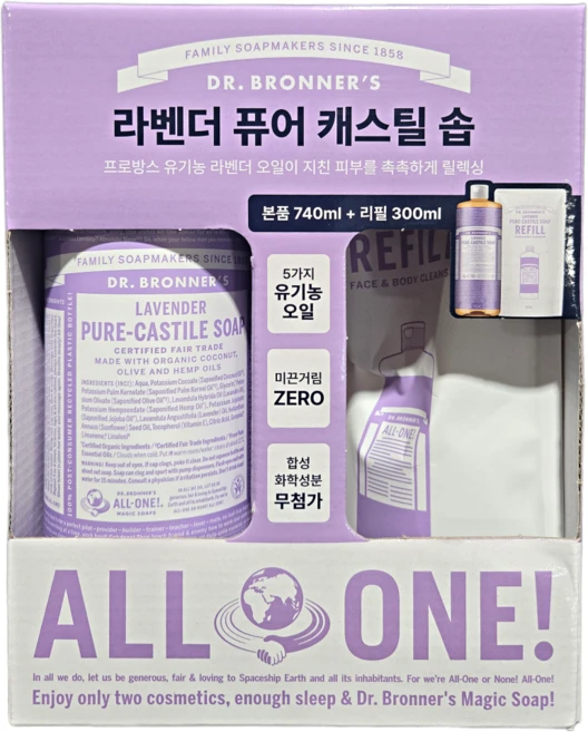 닥터 브로너스 퓨어 캐스틸 솝 (라벤더), 1개, 1.04L - 쿠팡