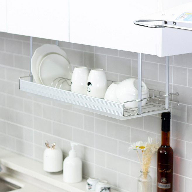 더스페이스 600 슬라이드 알루미늄바 싱크선반, 1개, 은색