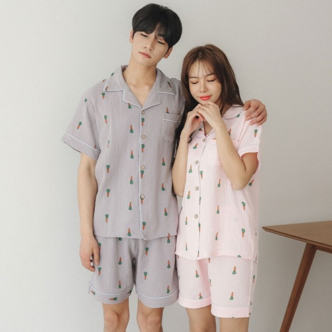 글램공감 캐롯 요루면 반팔투피스 커플추천 잠옷 상하세트