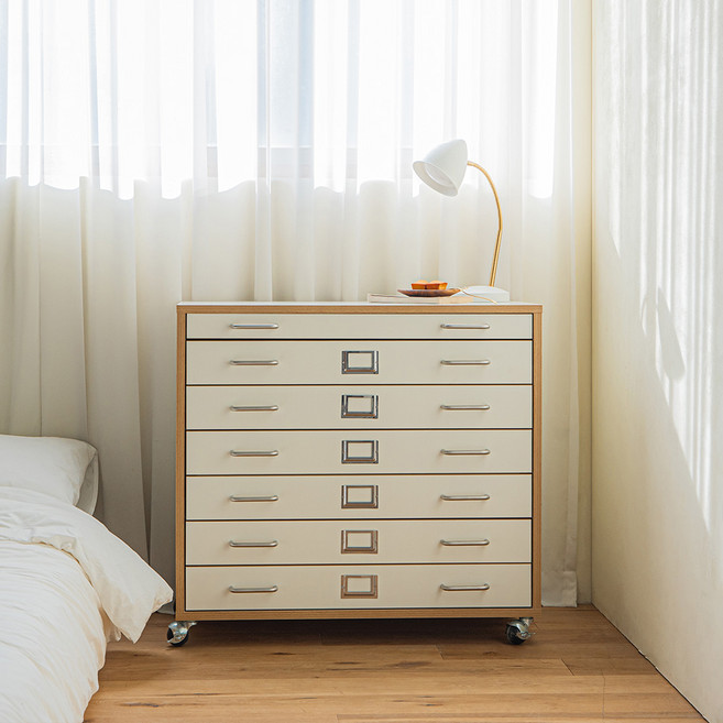 레트로하우스 누크 4단 수납 지류함 800 바퀴세트 방문설치, 크림화이트