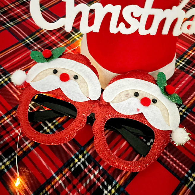 크리스마스 파티안경 머리띠 루돌프 산타 트리 썬글라스, 1.레드 산타