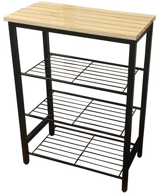 인홈즈 다용도선반 철제 원목 신발장 화분대, 4단