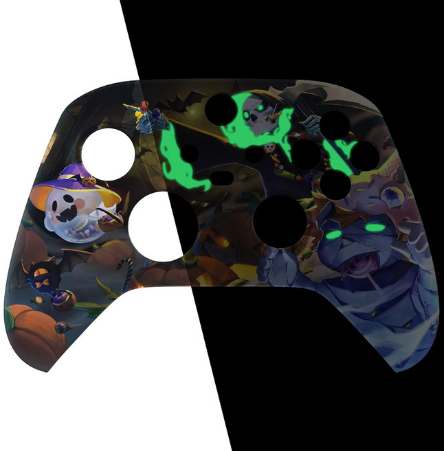 Xbox Series X S 컨트롤러용 익스트림레이트 글로우 인 다크 쉘 - 컨트롤러 활성화 코어 어스 로드 프론트 하우징 커버의 각성 컨트롤 미포함, Glow in Dark - Halloween Candy