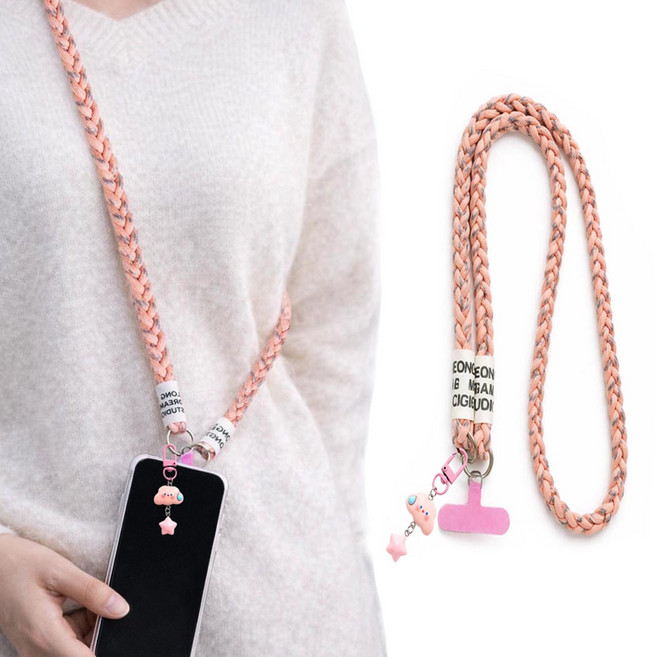 사니사니 핸드폰 스트랩줄 목걸이줄 도난방지 휴대폰 스트랩, 1개, 핑크