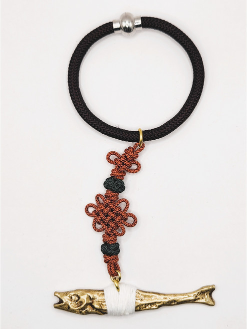 터치메탈 차량용 액막이 명태 장식 명주실 액막이 북어 무사고기원 소품, 1개, 브라운