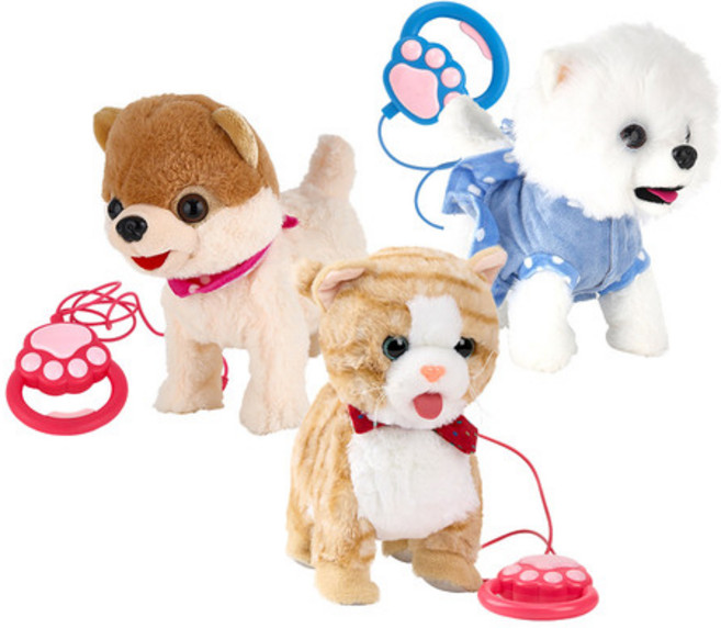 [캐스B] 플레이 감성교감움직이는반려동물3종 강아지 모카/크림 그루밍하는 고양이인형 선물