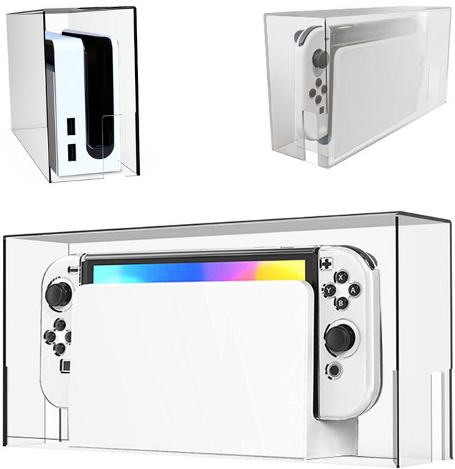 닌텐도 스위치 OLED 호환 독 투명 케이스 먼지방지 진열대 아크릴 장식장, 1개