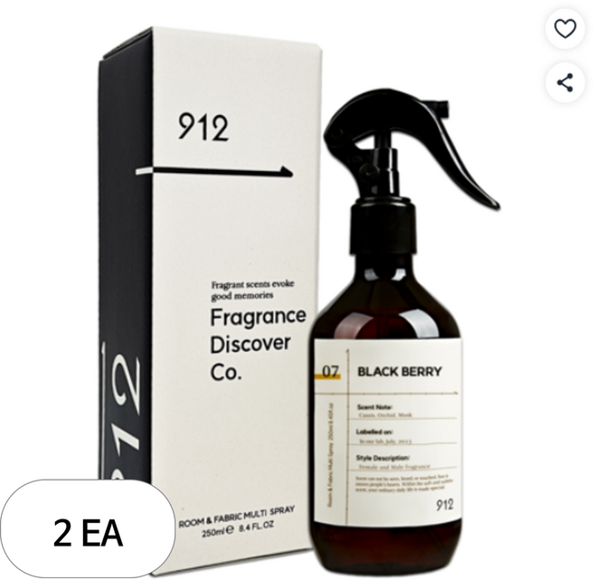 912 룸 앤 패브릭 멀티 스프레이 섬유향수, 250ml, 2개