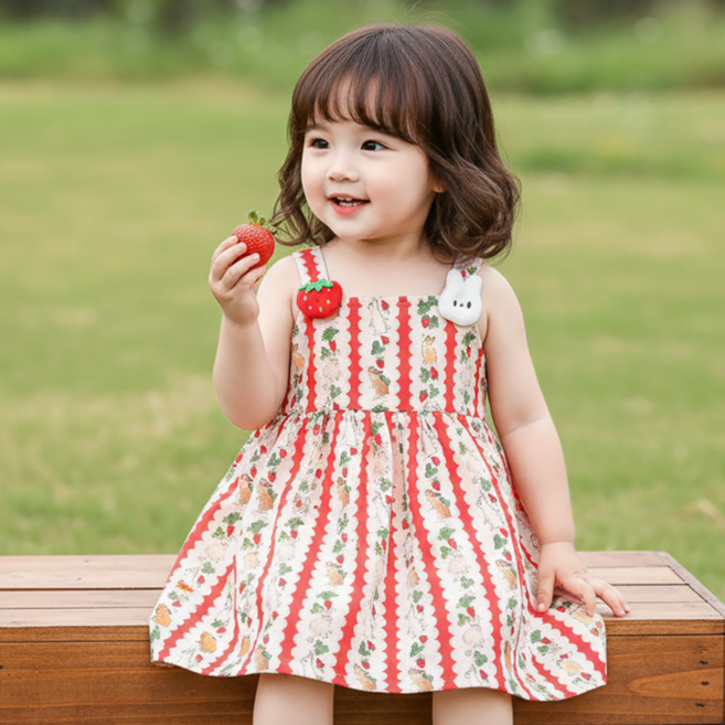 몽실이 래빗프린트 민소매원피스