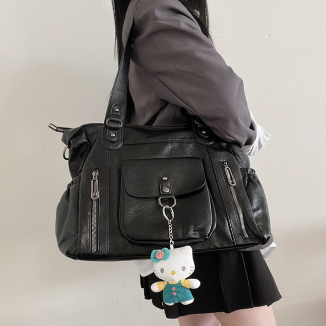 포인바이수 데일리 빈티지 레더 빅사이즈 숄더 크로스백