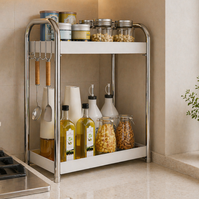 뤼민 양념통 정리대 주방 양념통선반 조리료선반 주방소스정리함, 1개, 화이트