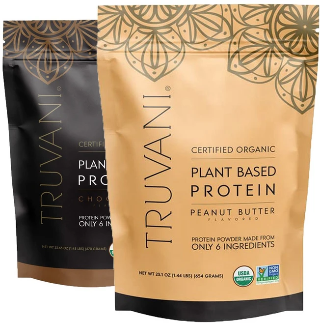 트루바니 비건 프로틴 파우더 초콜릿 670g+피넛버터 654g 2팩세트 TRUVANI, 2개, 670g - 쿠팡