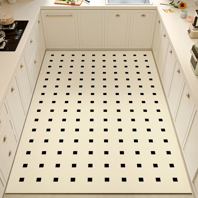 트렌디고 잘라쓰는 주방매트 특대형 pvc 두꺼운 대형 주방 발매트 방수 미끄럼방지 5mm 쿠션, B블랙도트, 1개