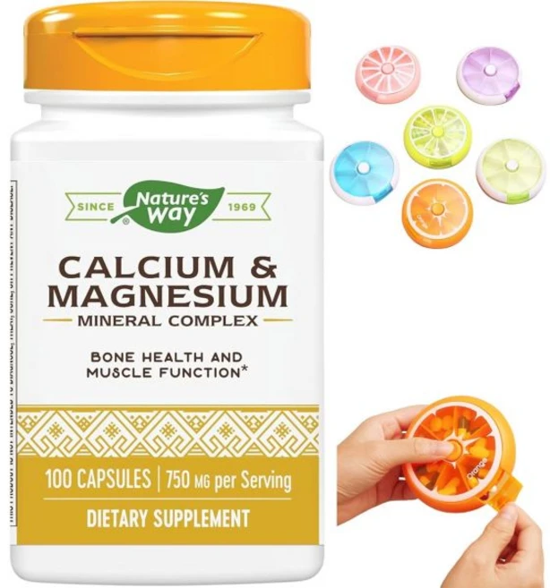 전달 네이처스 웨이 칼슘 마그네슘 미네랄 복합체 750mg 캡슐 100개(캡슐당 250mg) + 보너스 알 상자 7일 미니에 맞습니다, 100정, 1개 - 쿠팡