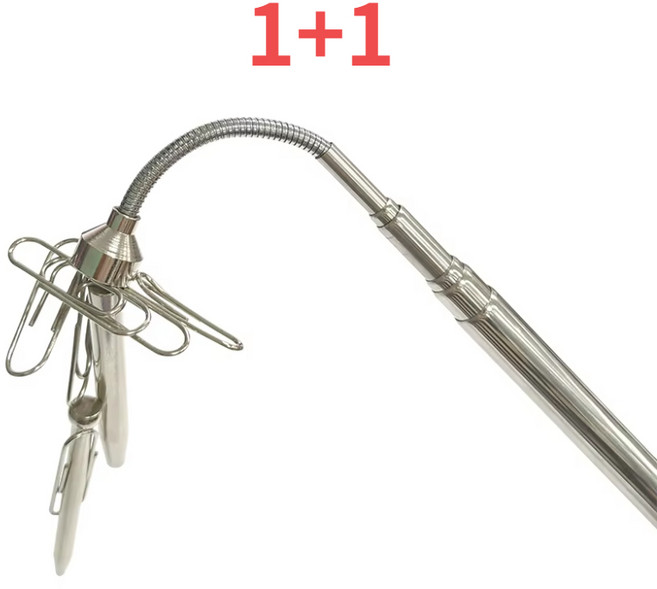 1+1 안테나 자석 픽업 공구 자석 픽업툴 부품 철편 공구 수거봉, 실버, 2개