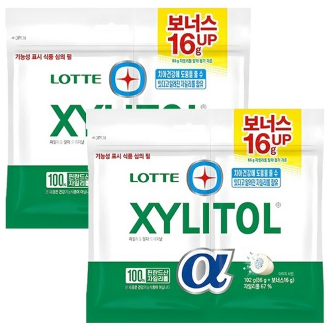 롯데 자일리톨 알파 오리지날 리필 102g x 2개, 1개
