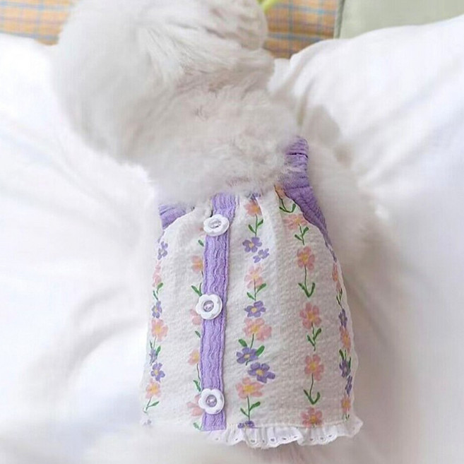 퐁펫 꽃단추 나시 Pet717, 라벤더, 1개