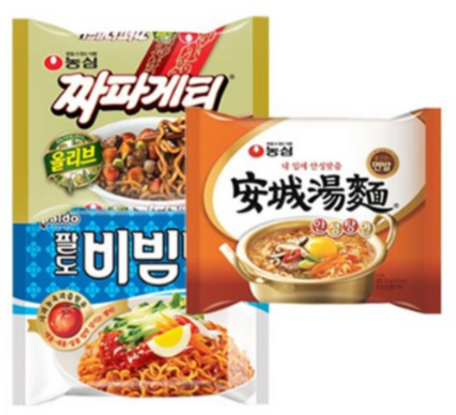 [농심] 짜파게티 5입 + 안성탕면 5입 + 팔도 비빔면 5입, 1세트