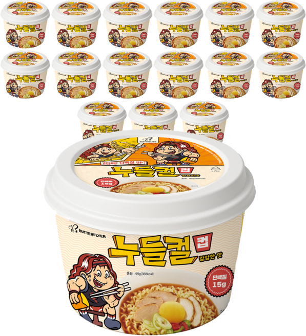 누들컬 고단백 저당 컵라면 단백질 15g 라면 칼칼한맛 99g, 16개