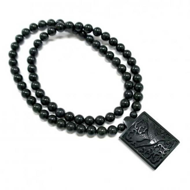 없음 귀사문석 건강목걸이 학조각 옥 목걸이, 1개