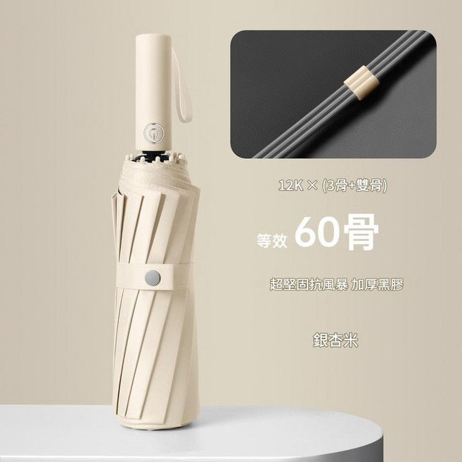 全自動摺疊晴雨傘 升級3+3傘骨 168骨強抗風 雅緻黑