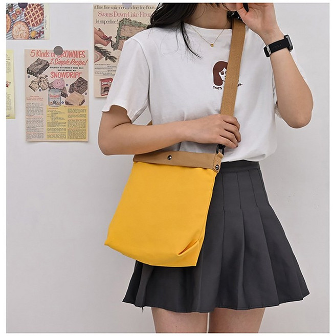 캐주얼 경량 미니 크로스백 가방 여성 에코 캔버스백 26cm x 30 cm x 10cm